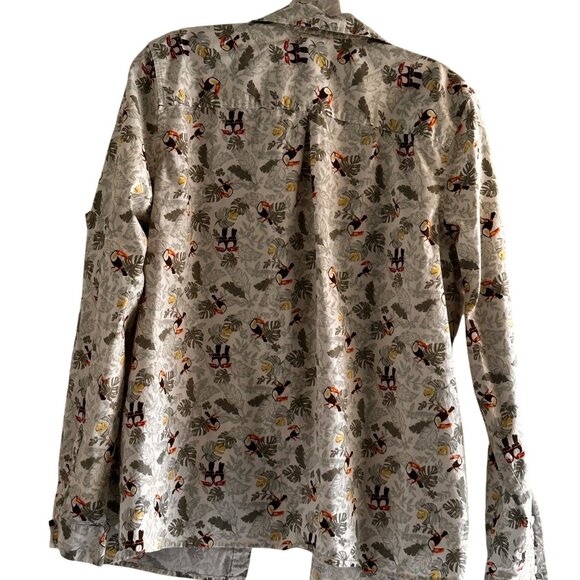 Croft & Barrow Size XL Tropical Toucan Cotton Print Button-Up Women Shirt - Picture 7 of 9